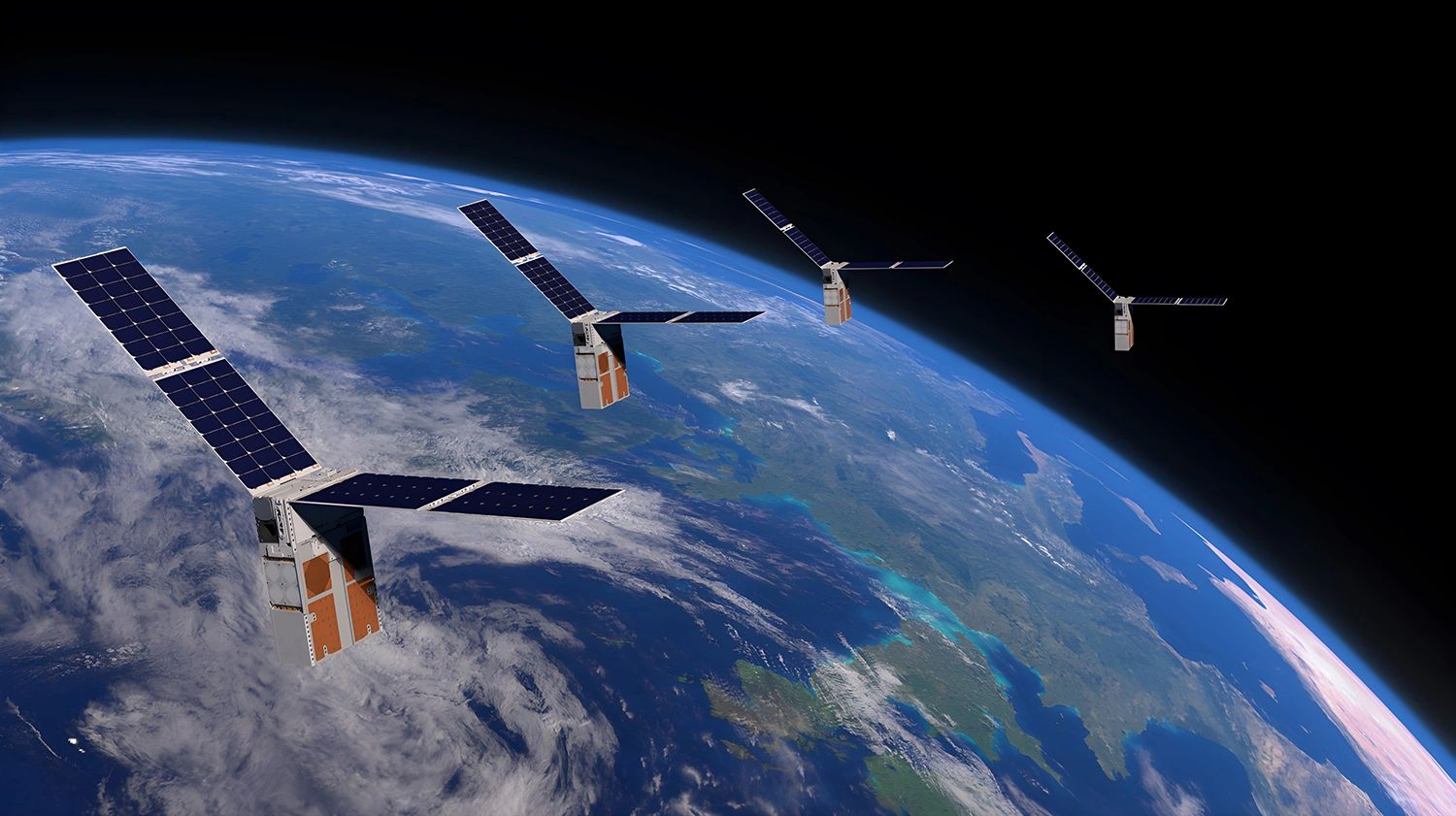 Space satellites orbiting Earth